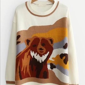 Drop Shoulder Bear Pattern Jumper
